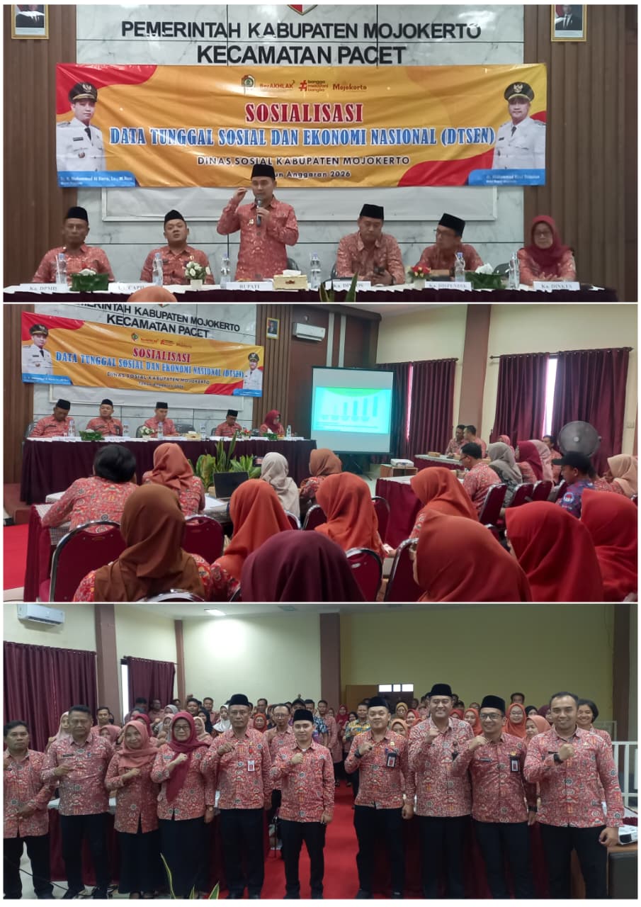 KEGIATAN SOSIALISASI DATA TUNGGAL SOSIAL DAN EKONOMI NASIONAL (DTSEN) OLEH BUPATI MOJOKERTO